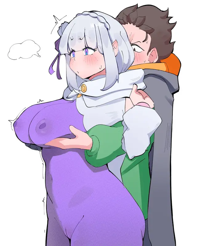 Emilia, Natsuki Subaru (Re Zero Kara Hajimeru Isekai Seikatsu) by Rikkachan 1117