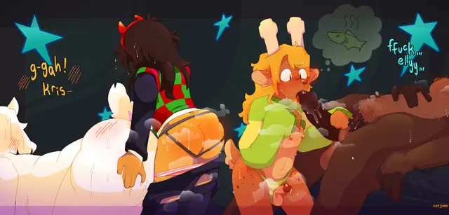 Asriel Dreemurr, Dess Holiday, Kris (Deltarune) by Catjam (Artist), Catjamn