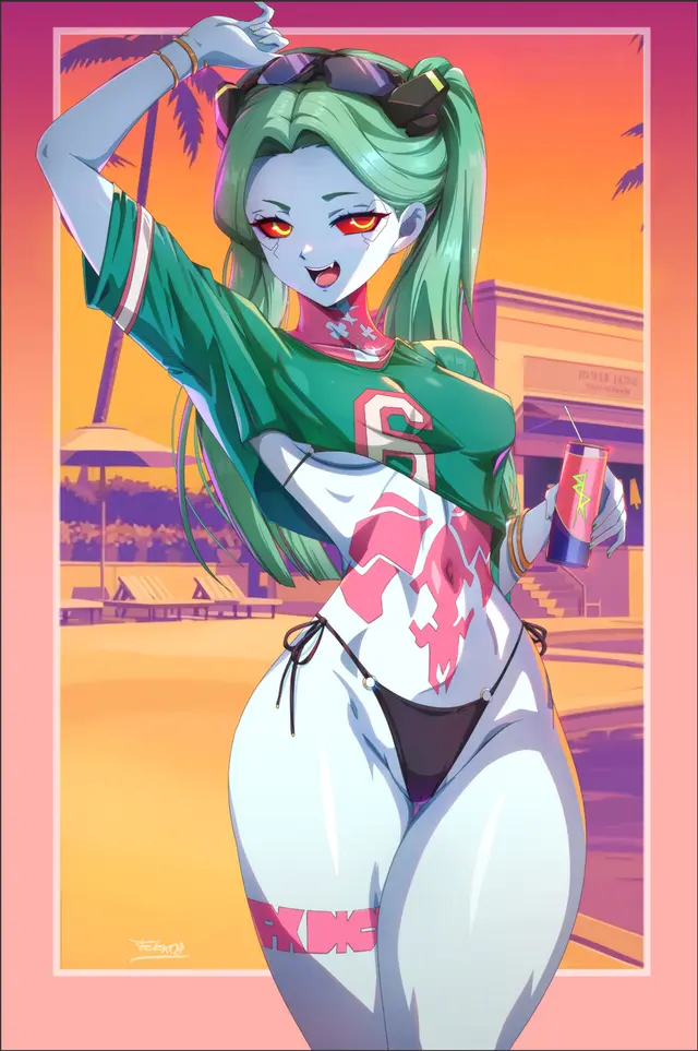 Gta Vi Cover Girl, Rebecca (Cyberpunk Edgerunners, Grand Theft Auto Vi) by Felox08