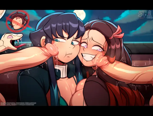 Iguro Obanai, Kamado Nezuko, Kamado Tanjirou (Demon Slayer, Kimetsu No Yaiba) by Blackwhiplash, Bwl