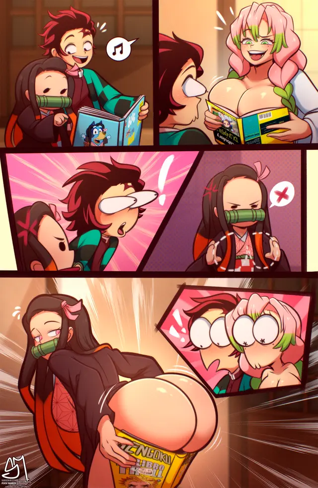 Kamado Nezuko, Kamado Tanjirou, Kanroji Mitsuri (Demon Slayer, Kimetsu No Yaiba) by Semidraws