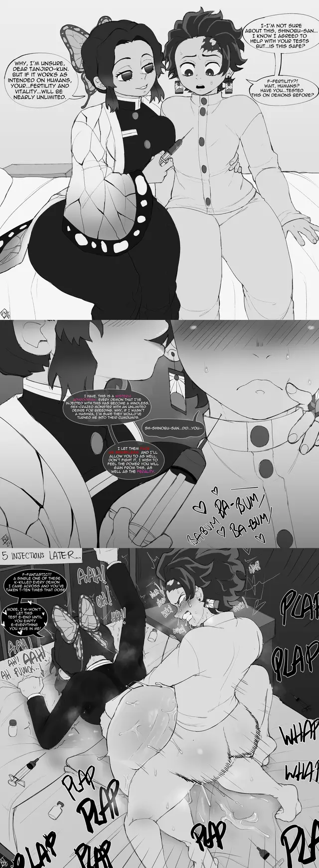 Kamado Tanjirou, Kochou Shinobu (Demon Slayer, Kimetsu No Yaiba) by Blackwhiplash, Bwl