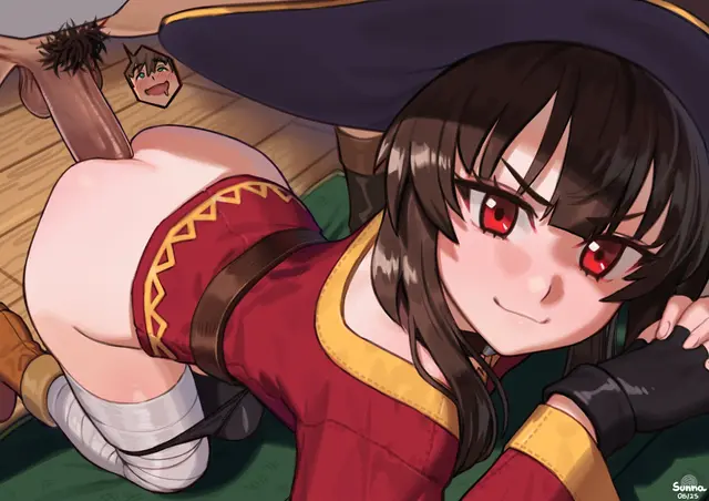 Megumin, Satou Kazuma (Kono Subarashii Sekai Ni Shukufuku Wo!) by Nilsunna