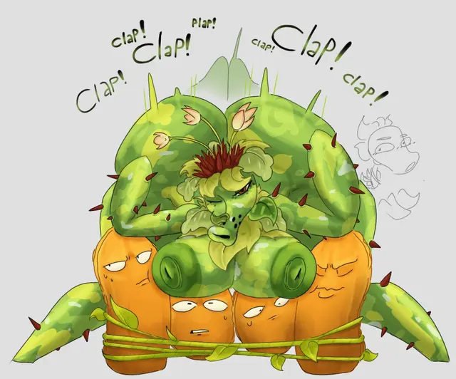 Cactus, Peashooter, Tall-Nut (Electronic Arts, Plants Vs. Zombies) by Mapuliart