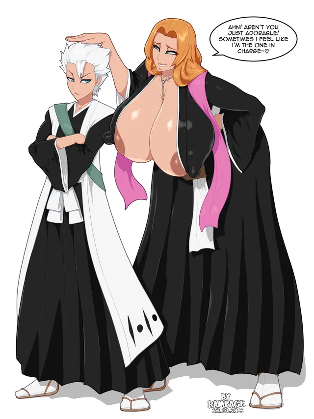 Matsumoto Rangiku, Toshiro Hitsugaya (Bleach, Shounen Jump) by Rampage0118