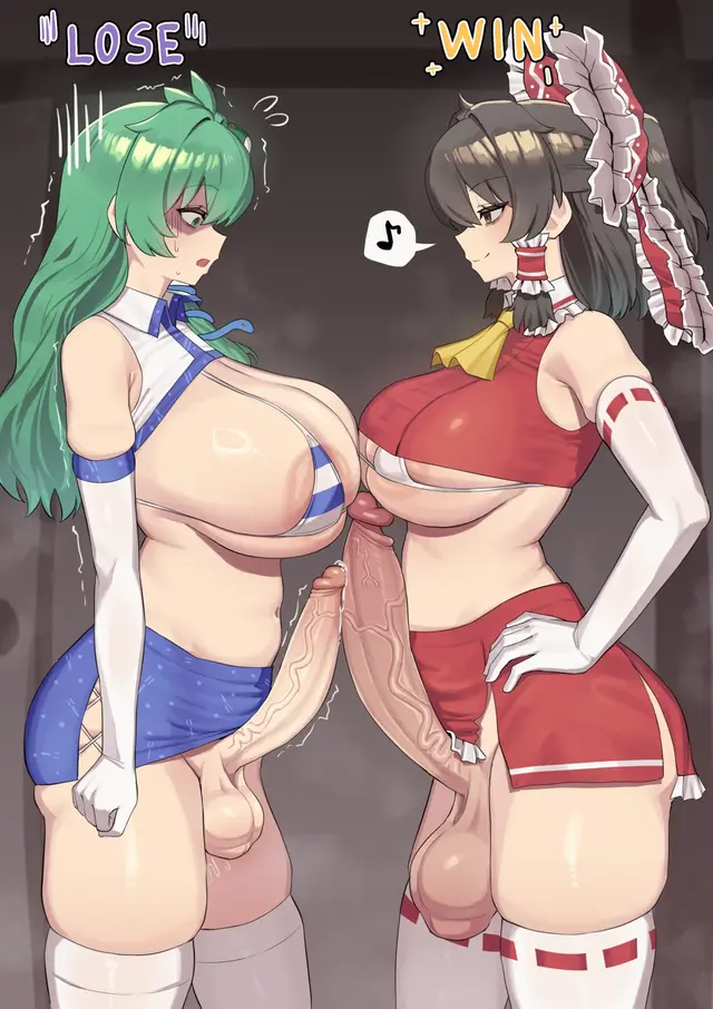 Reimu Hakurei, Sanae Kochiya (Touhou) by Spammayo