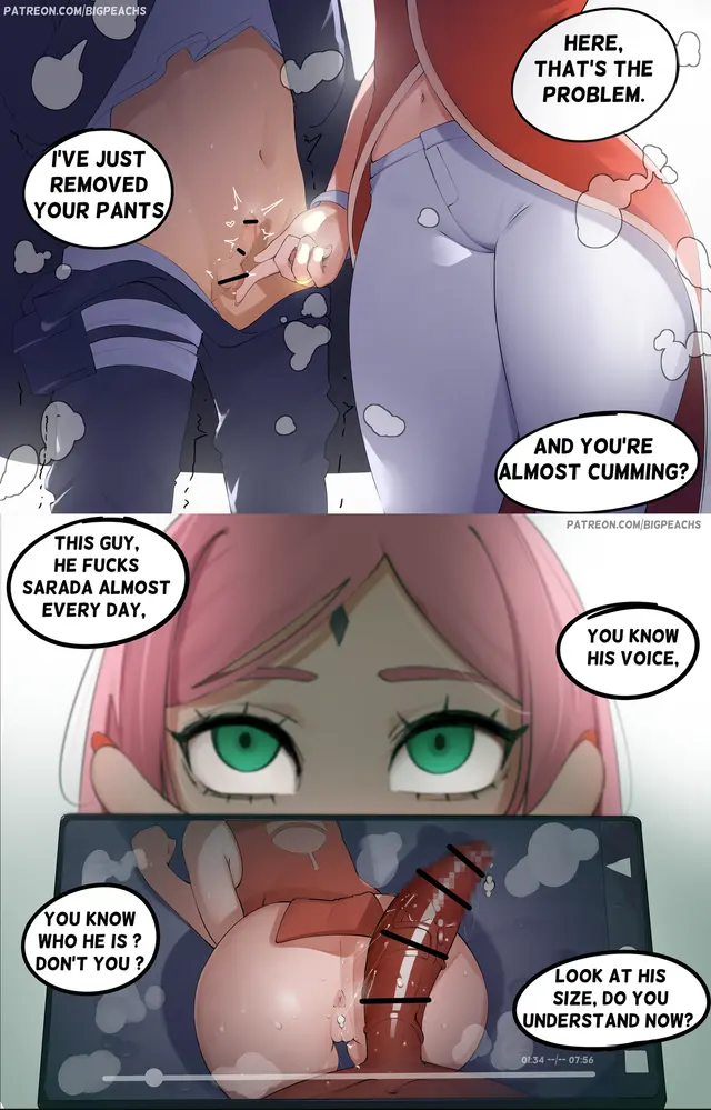 Sakura Haruno, Sarada Uchiha, Uzumaki Boruto (Boruto Naruto Next Generations, Boruto Two Blue Vortex) by Bigpeachs