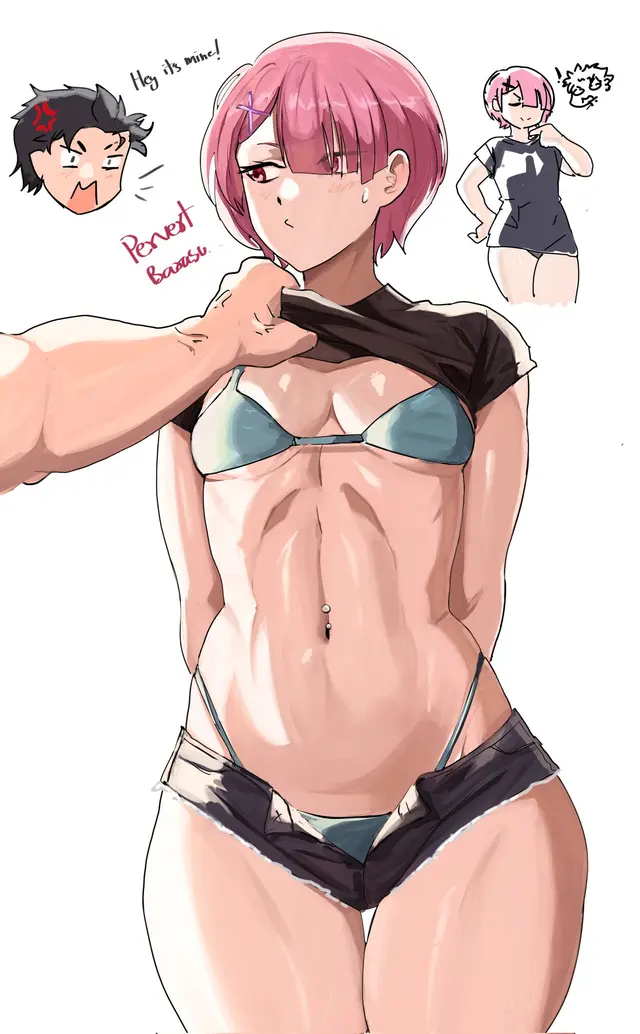Natsuki Subaru, Ram (Re Zero Kara Hajimeru Isekai Seikatsu) by Akihitoevon