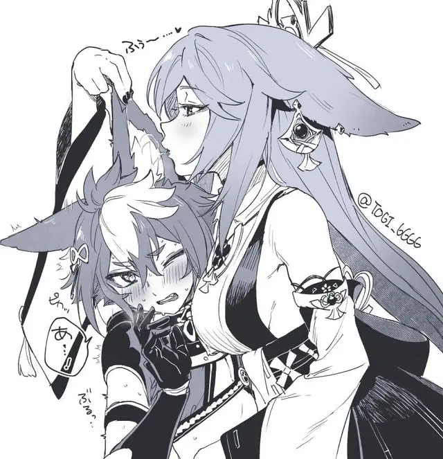 Gorou, Yae Miko (Genshin Impact) by Togi 6666